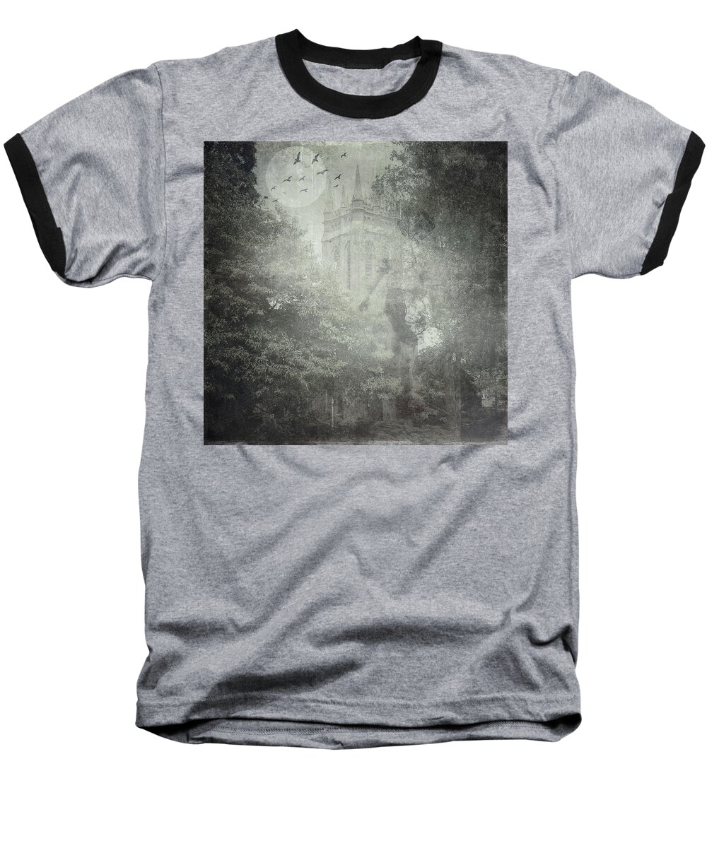 Digital Art Baseball T-Shirt featuring the digital art First Haunting by Melissa D Johnston