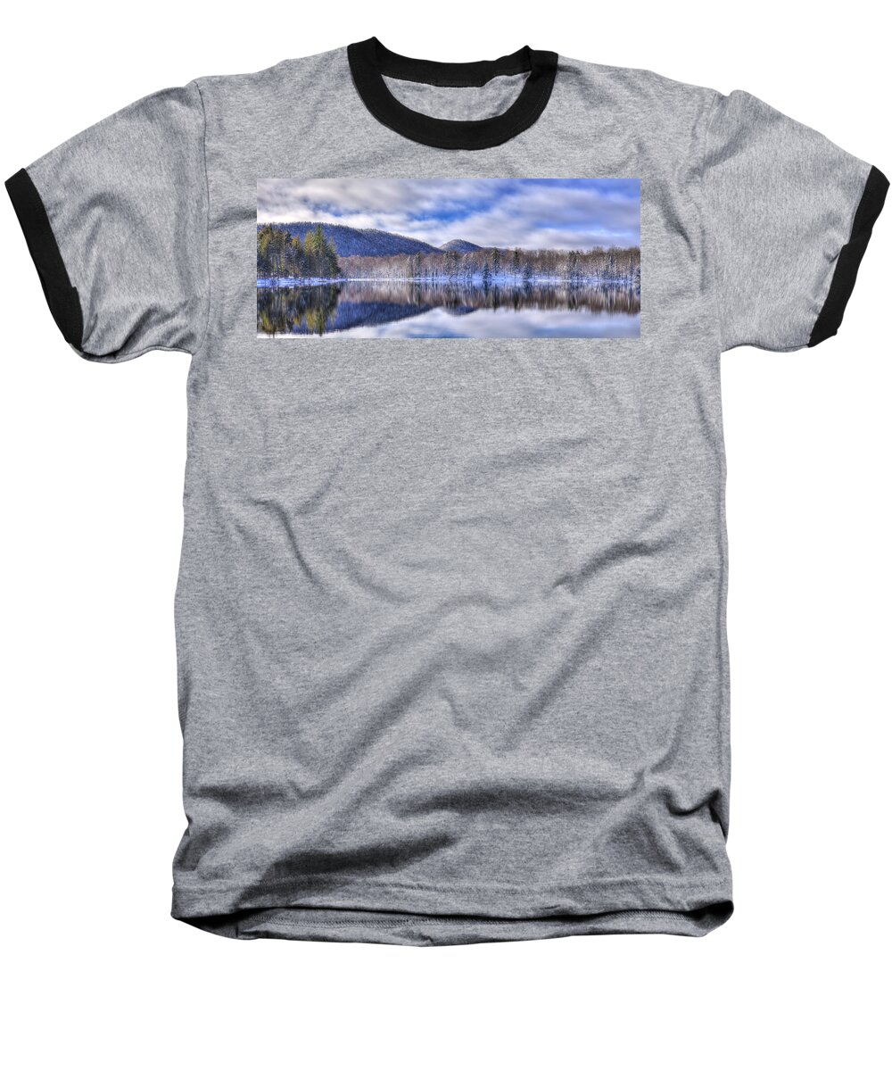 Landscape Baseball T-Shirt featuring the photograph First Snow on West Lake by David Patterson