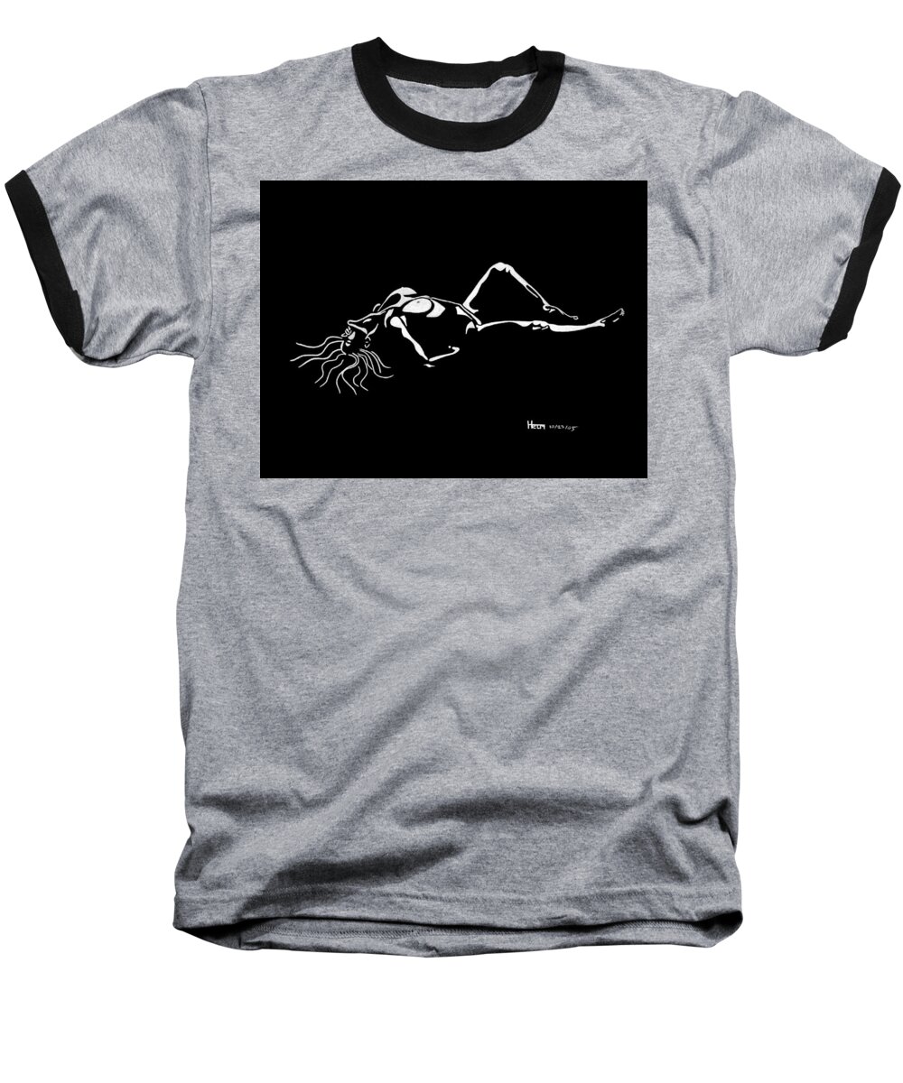  Sex Photographs Baseball T-Shirt featuring the drawing First Time by Mayhem Mediums