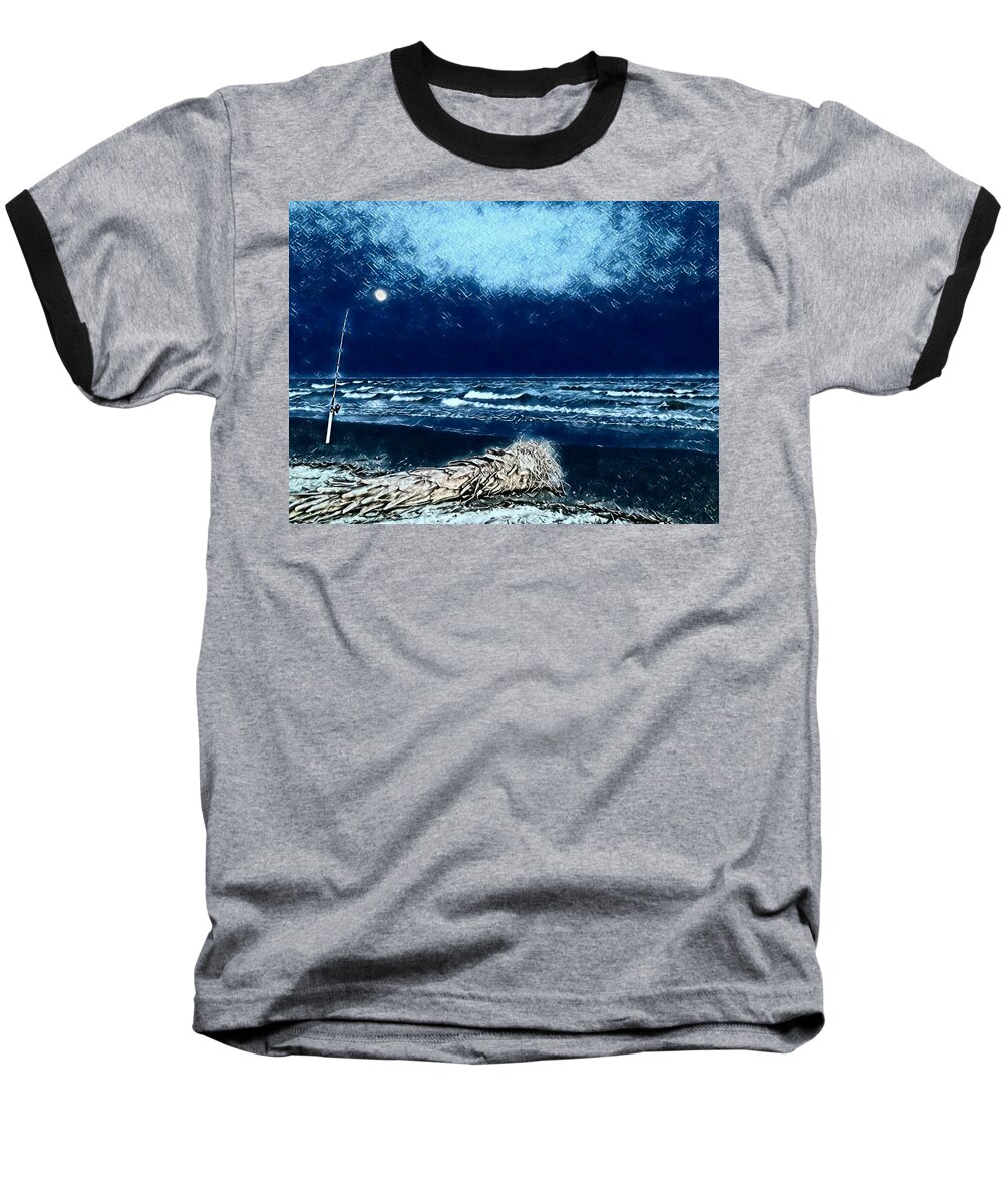 Fishing Baseball T-Shirt featuring the photograph Fishing for the Moon by Sherry Kuhlkin