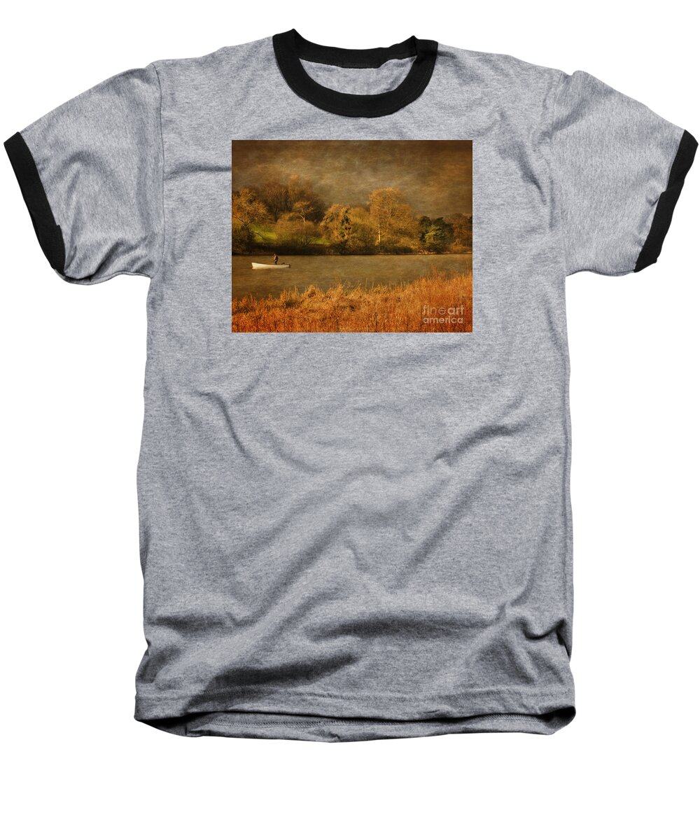 Fishing Baseball T-Shirt featuring the photograph Fishing On Thornton Reservoir Leicestershire by Linsey Williams