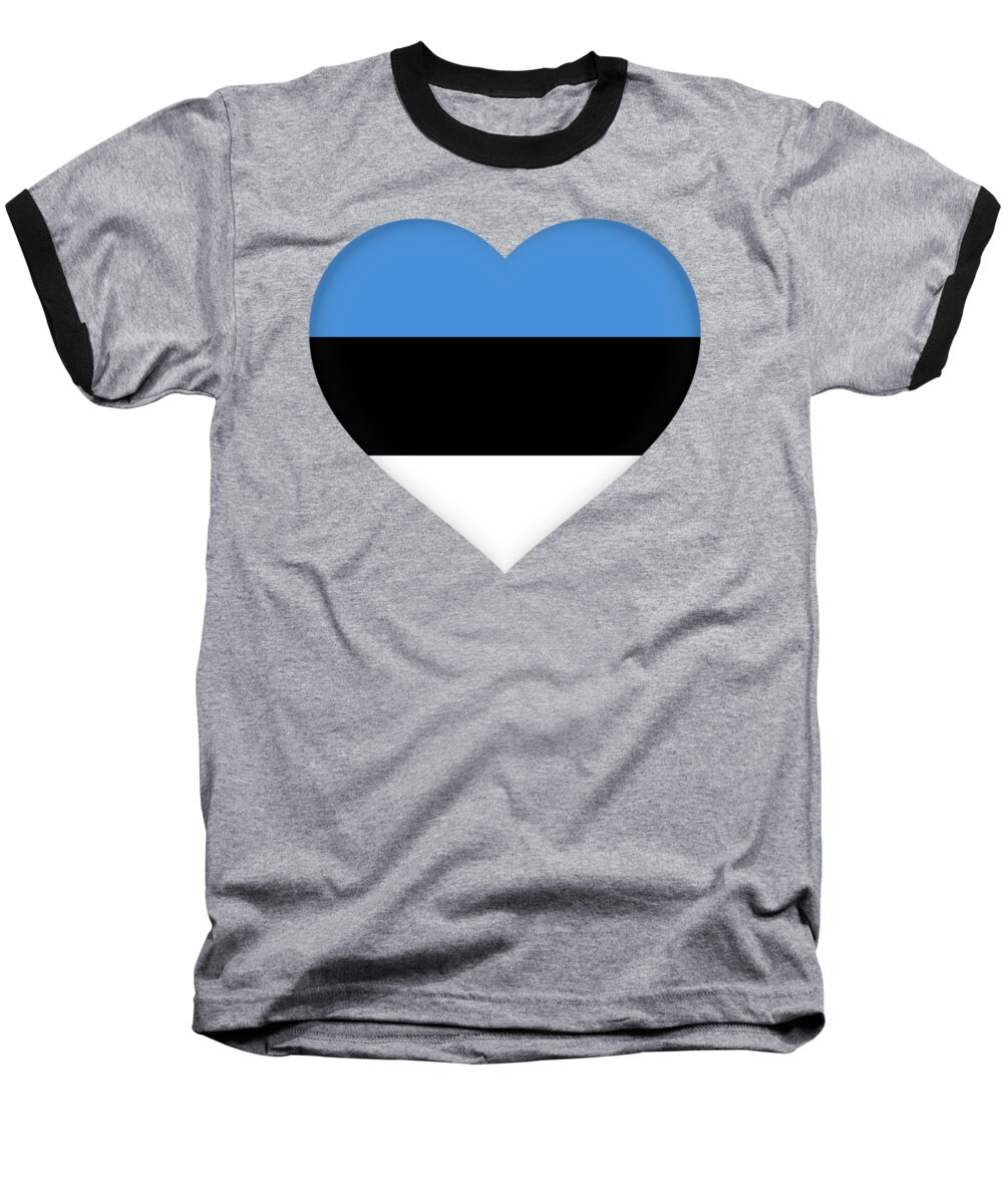 Estonia Baseball T-Shirt featuring the digital art Flag of Estonia Heart by Roy Pedersen