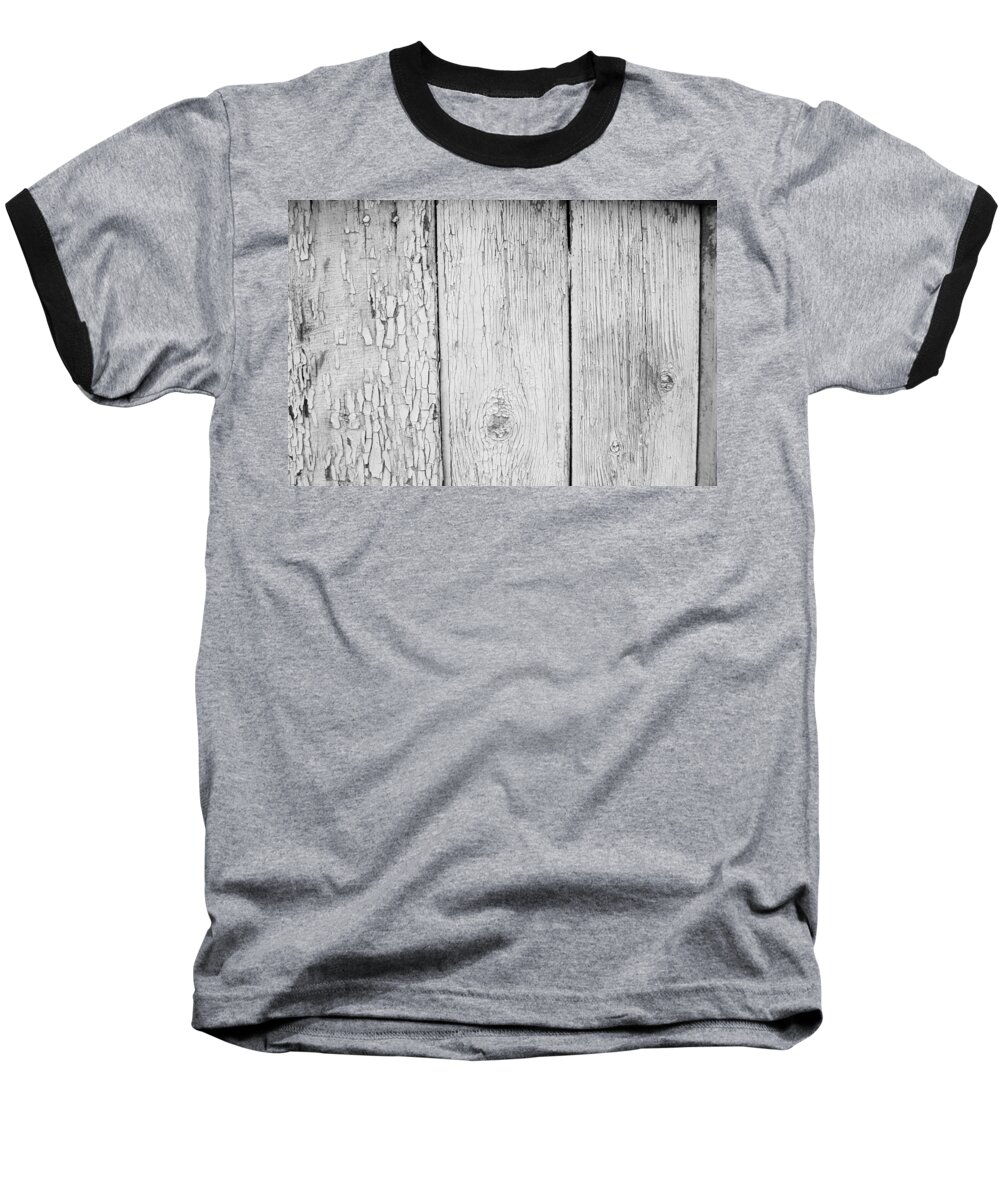 Abstract Baseball T-Shirt featuring the photograph Flaking Grey Wood Paint by John Williams