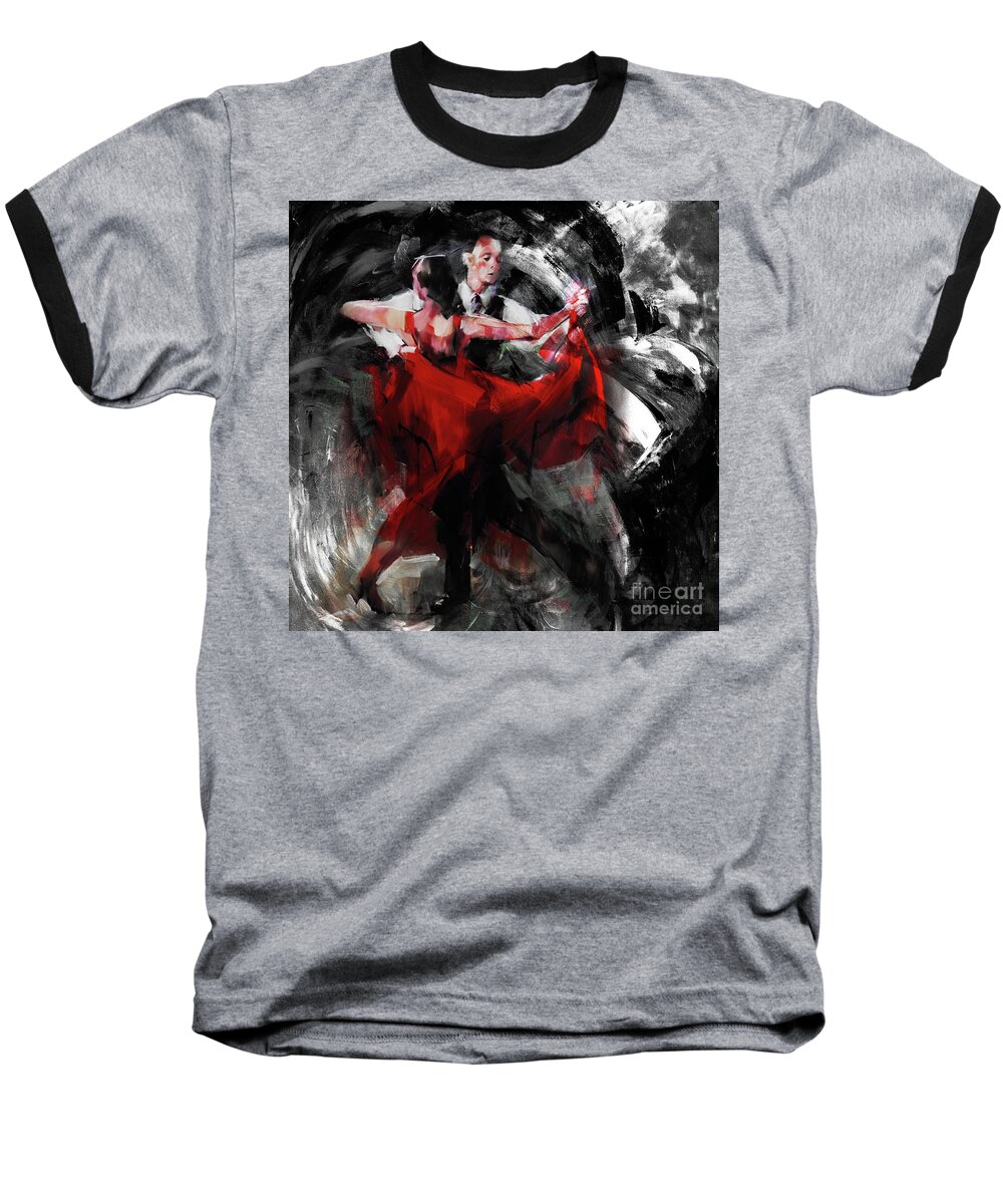Dance Baseball T-Shirt featuring the painting Flamenco couple dance by Gull G