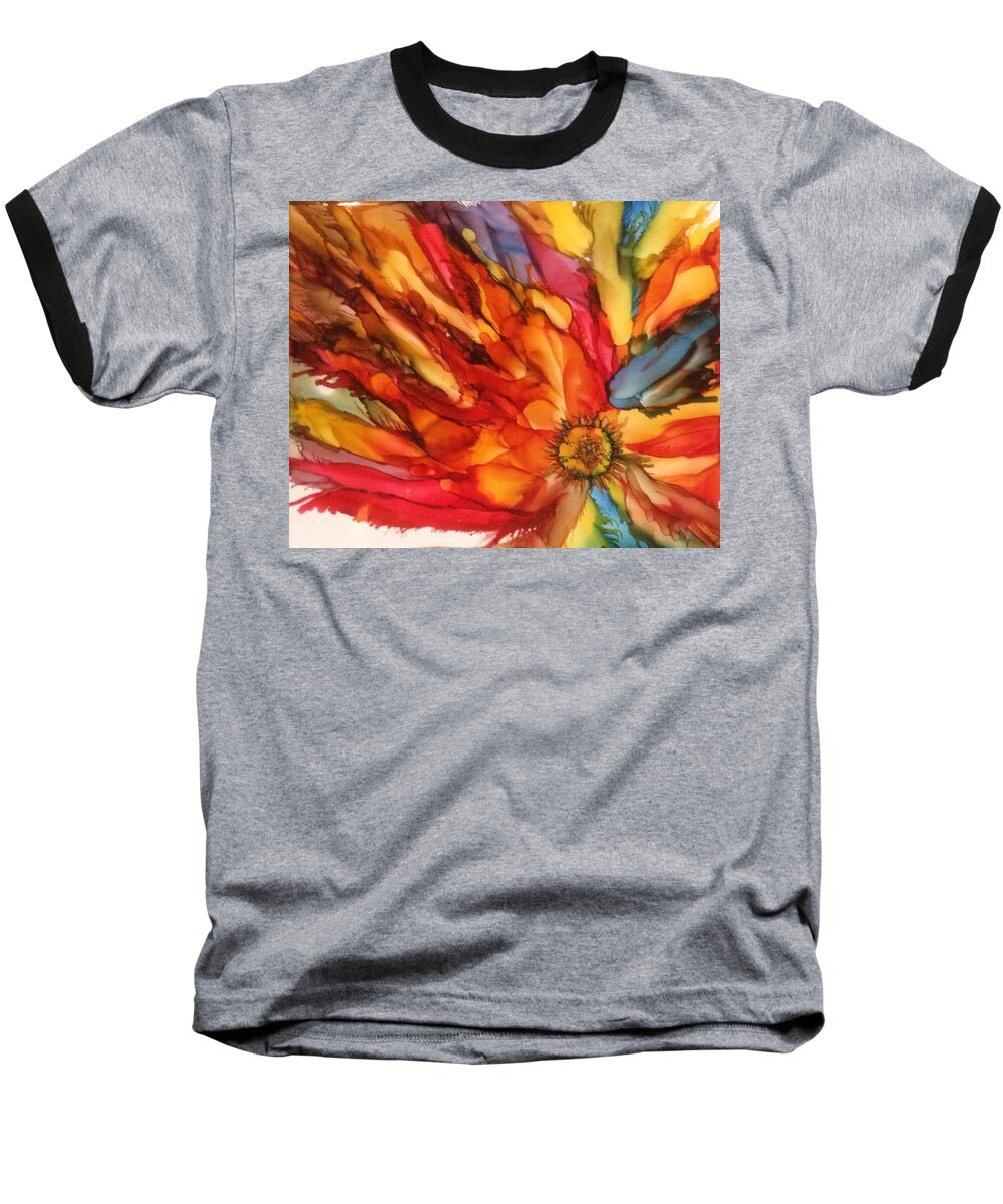 Flower Baseball T-Shirt featuring the painting Burst by Pat Purdy