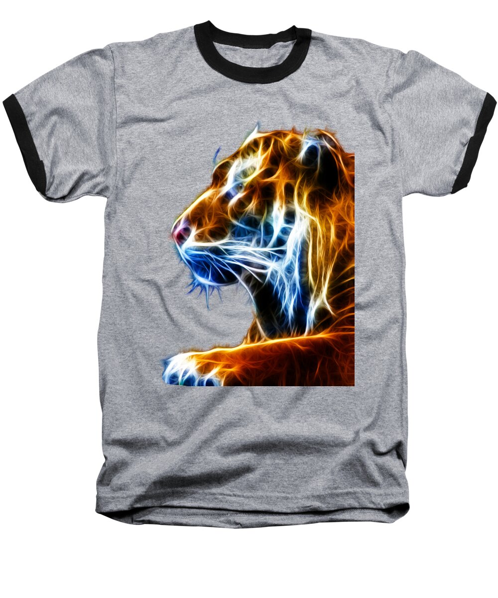 Tiger Baseball T-Shirt featuring the photograph Flaming Tiger by Shane Bechler