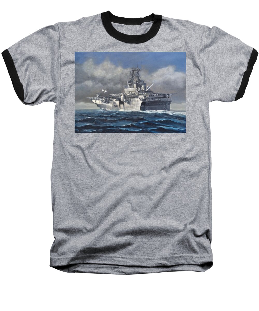 Flight Baseball T-Shirt featuring the painting Flight Ops by Stephen Roberson