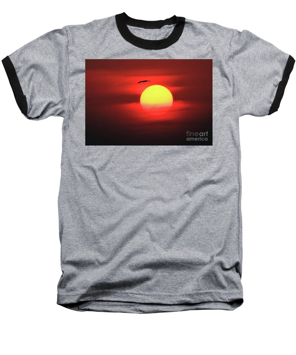 Sun Baseball T-Shirt featuring the photograph Flight to the Sun by Roger Becker