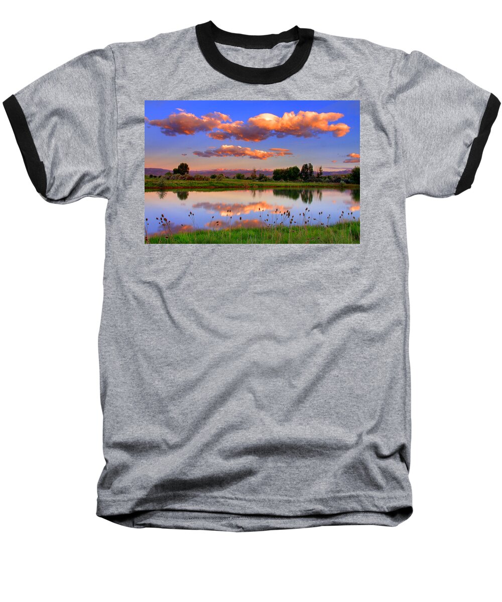 Rocky Mountains Baseball T-Shirt featuring the photograph Floating Clouds and Reflections by Scott Mahon