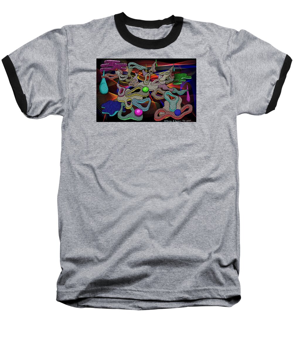 Abstract Baseball T-Shirt featuring the painting Floating Stepstones by ThomasE Jensen