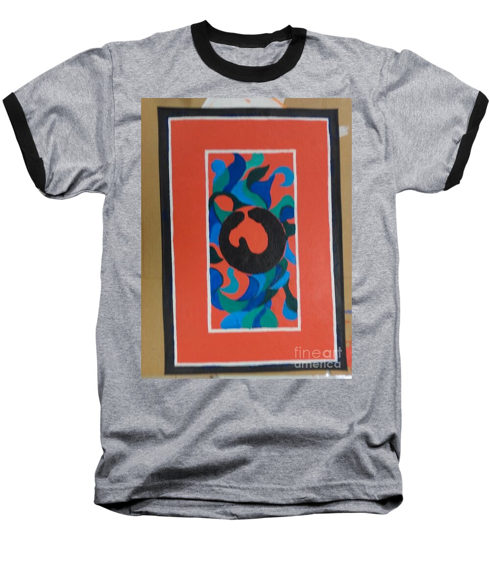 Floor Cloth Baseball T-Shirt featuring the painting Floor Cloth E - SOLD by Judith Espinoza