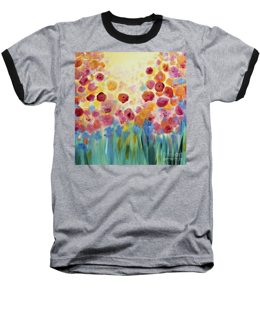 Flowers Baseball T-Shirt featuring the painting Floral Splendor II by Stacey Zimmerman
