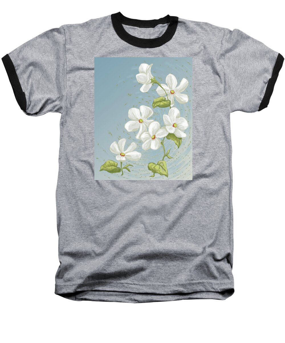 Floral Baseball T-Shirt featuring the painting Floral Whorl by Alison Stein