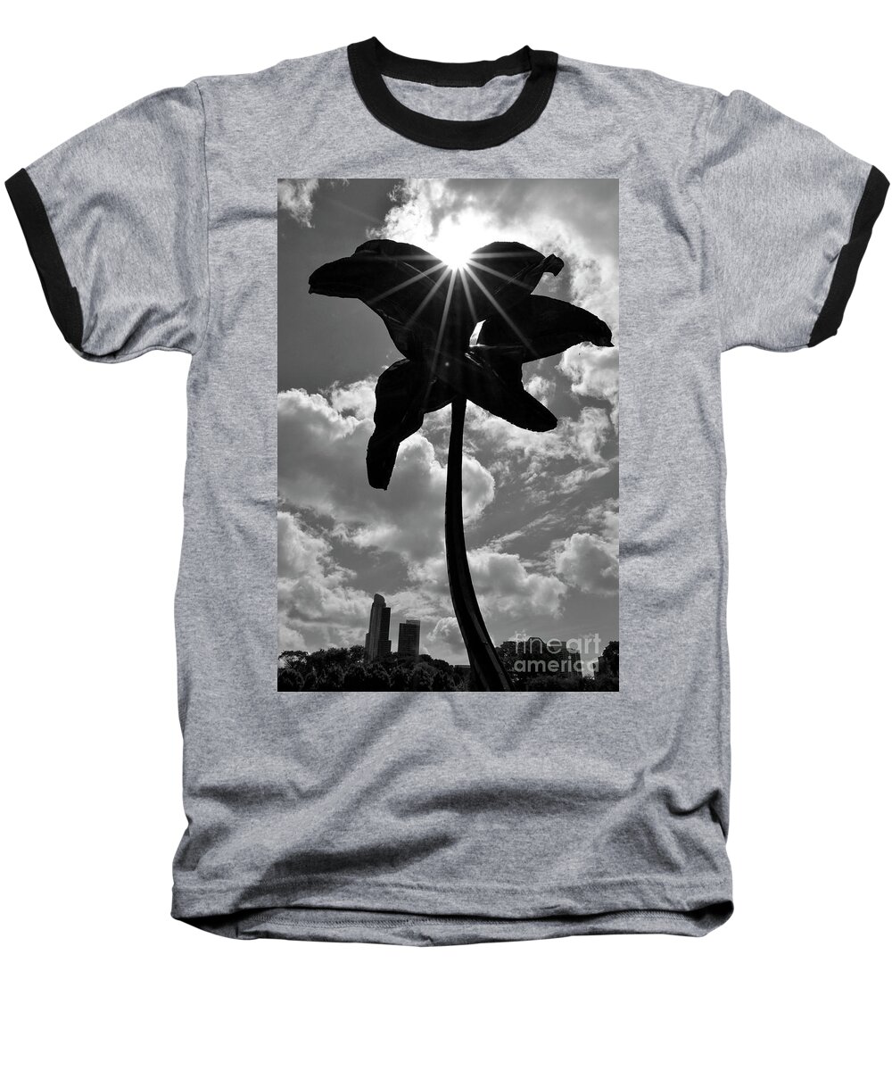 Flower Baseball T-Shirt featuring the photograph Flower Sculpture, Chicago by Zawhaus Photography