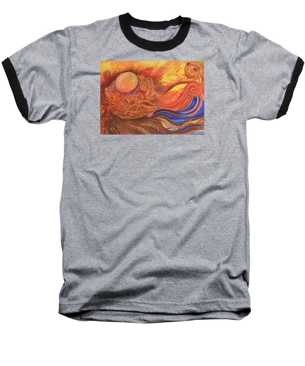 Abstract Baseball T-Shirt featuring the painting Flower Dream by Rita Fetisov