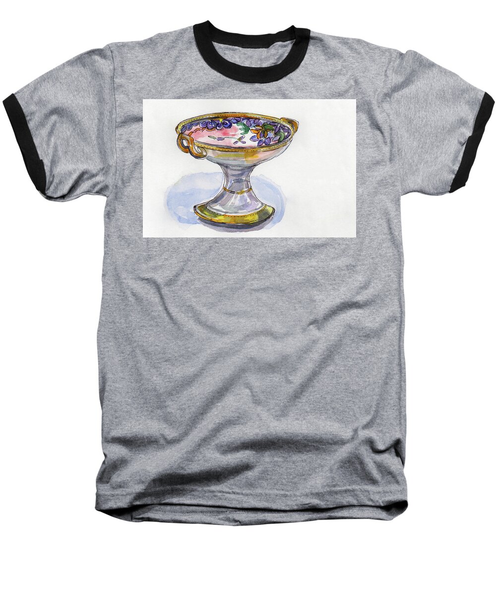 Flower Pedestal Dish Baseball T-Shirt featuring the painting Flower Pedestal Dish by Julie Maas