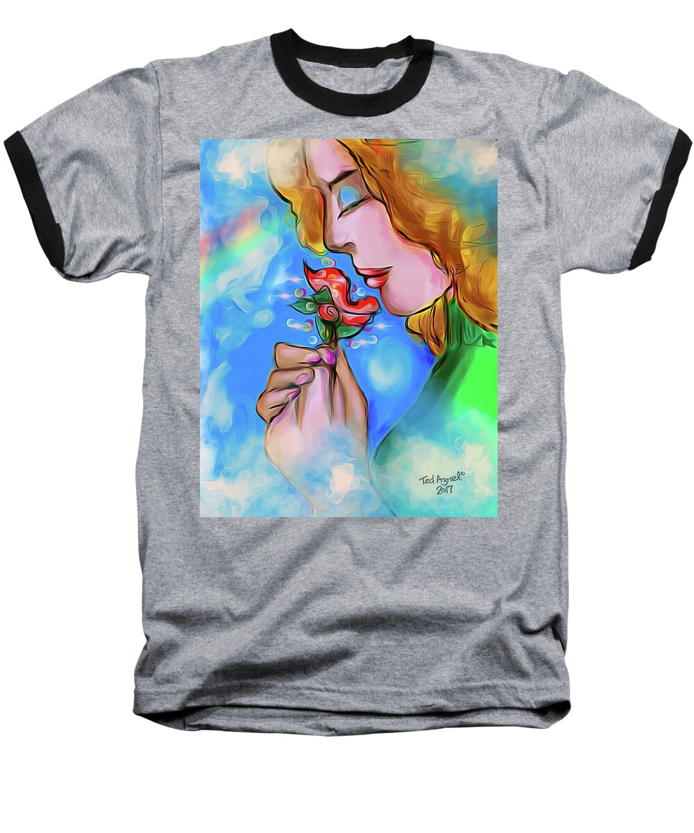 Painting Baseball T-Shirt featuring the digital art Flower Power by Ted Azriel
