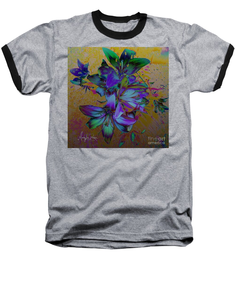 Mixmedia Baseball T-Shirt featuring the mixed media Flowers For The Heart by MaryLee Parker