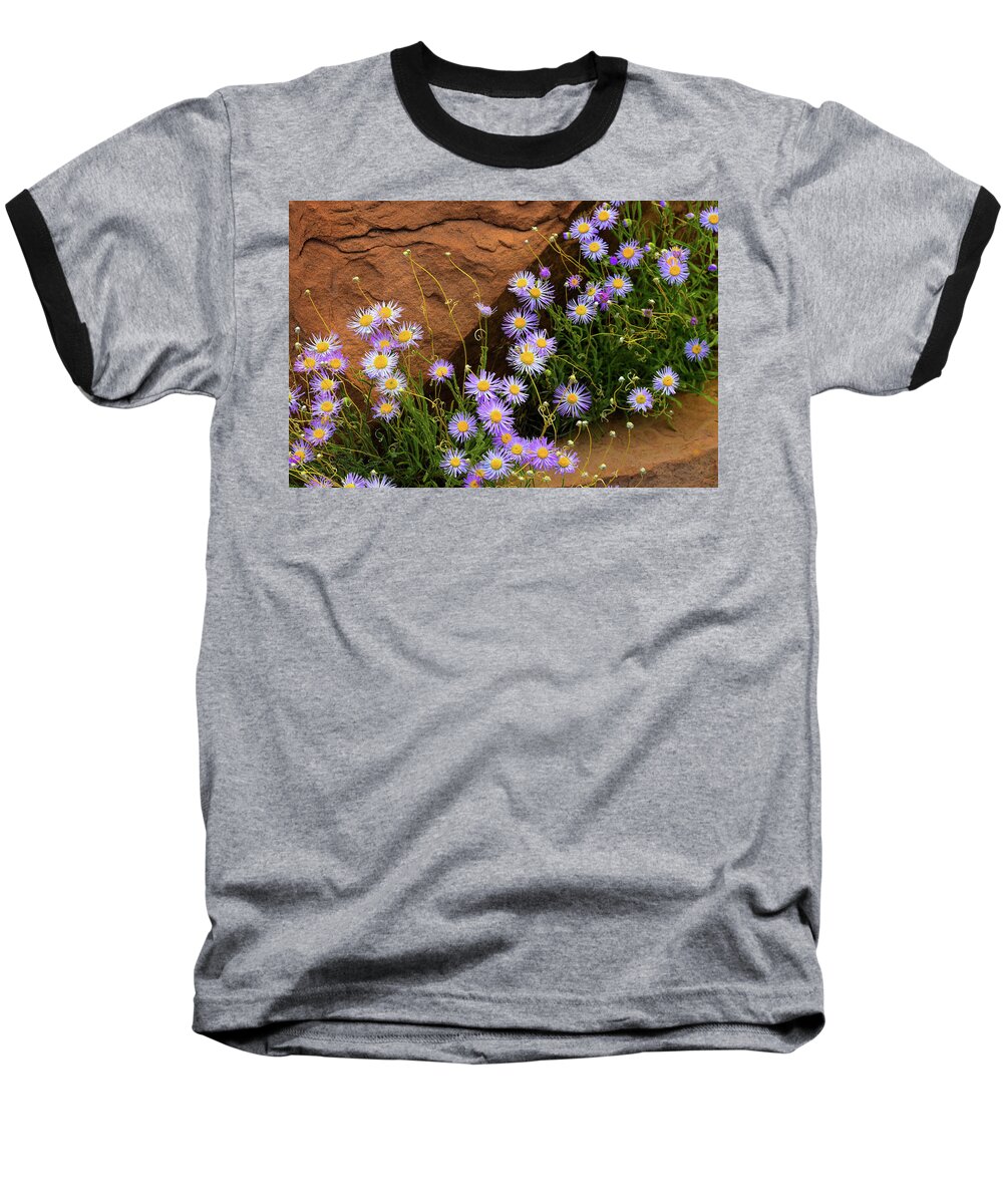 Flowers Baseball T-Shirt featuring the photograph Flowers in the Rocks by Darren White