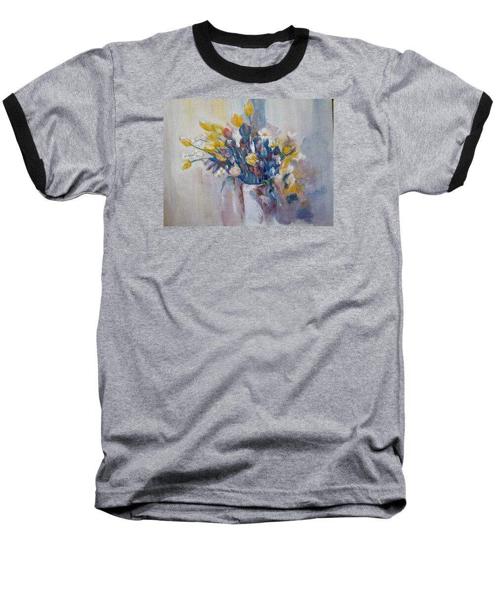 Tulip Baseball T-Shirt featuring the painting Tulips flowers by Khalid Saeed