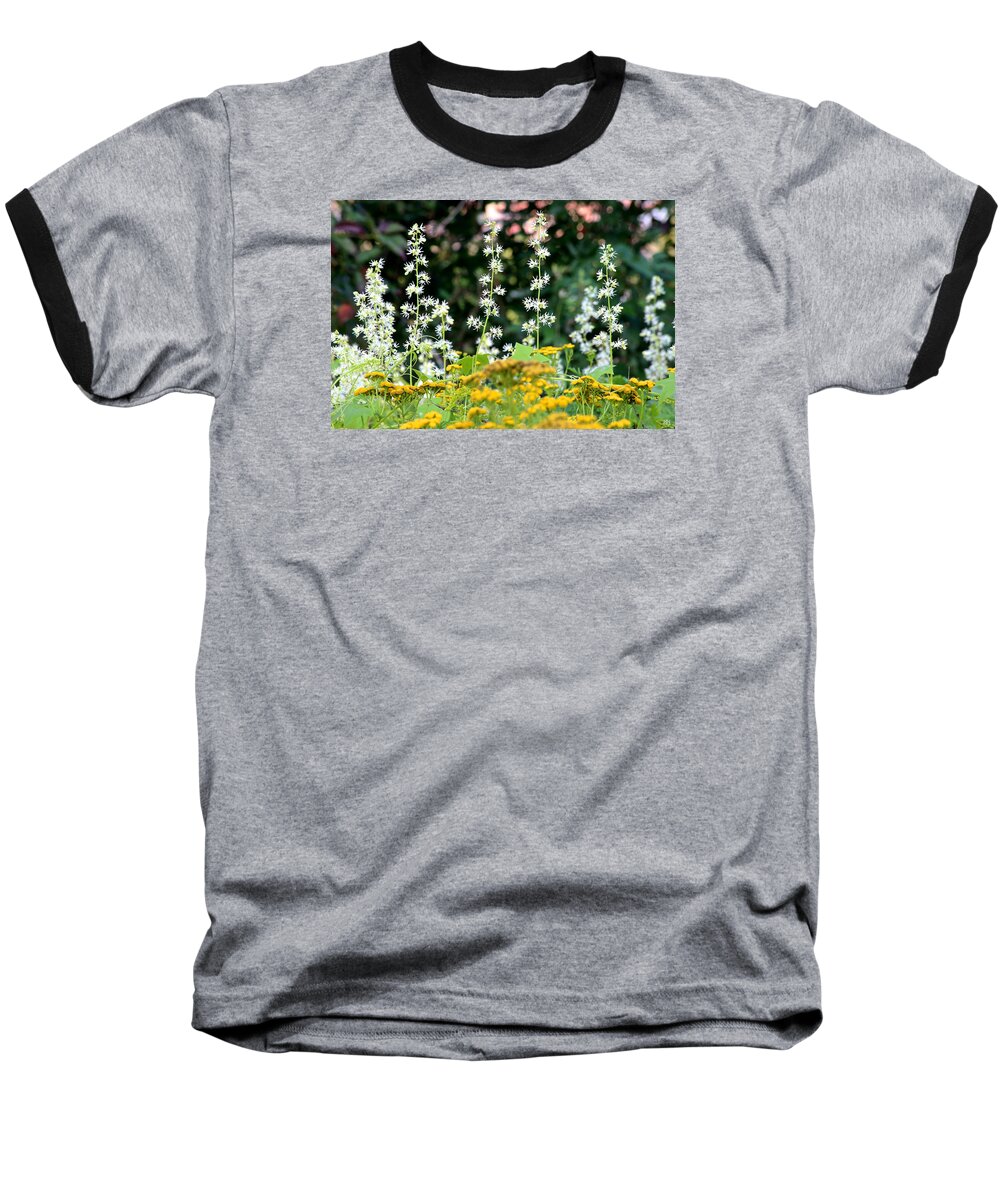 Flowers Baseball T-Shirt featuring the photograph Flowers Sparkling Above the Tansies by John Meader