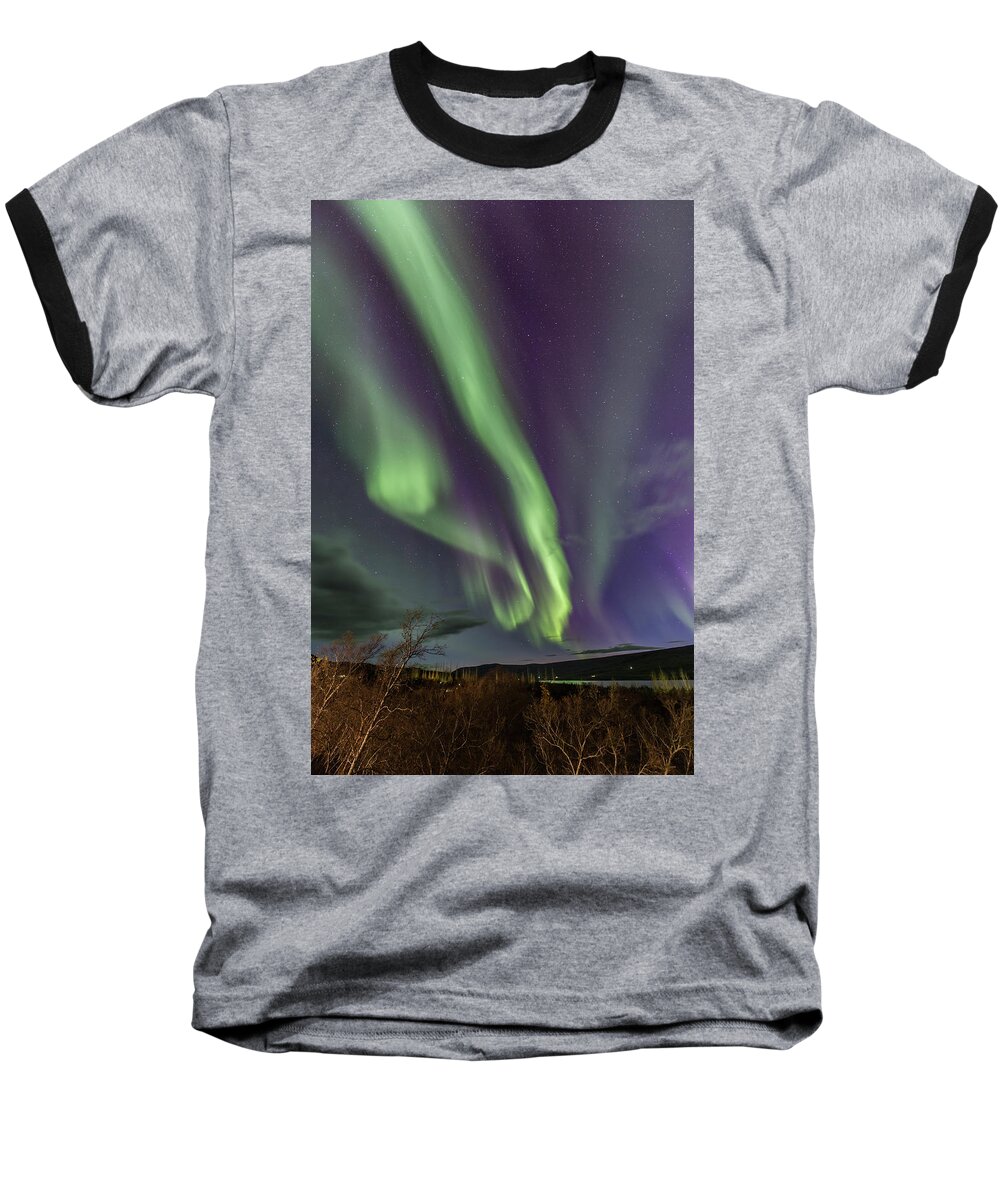 Aurora Baseball T-Shirt featuring the photograph Flowing aurora by Hitendra SINKAR