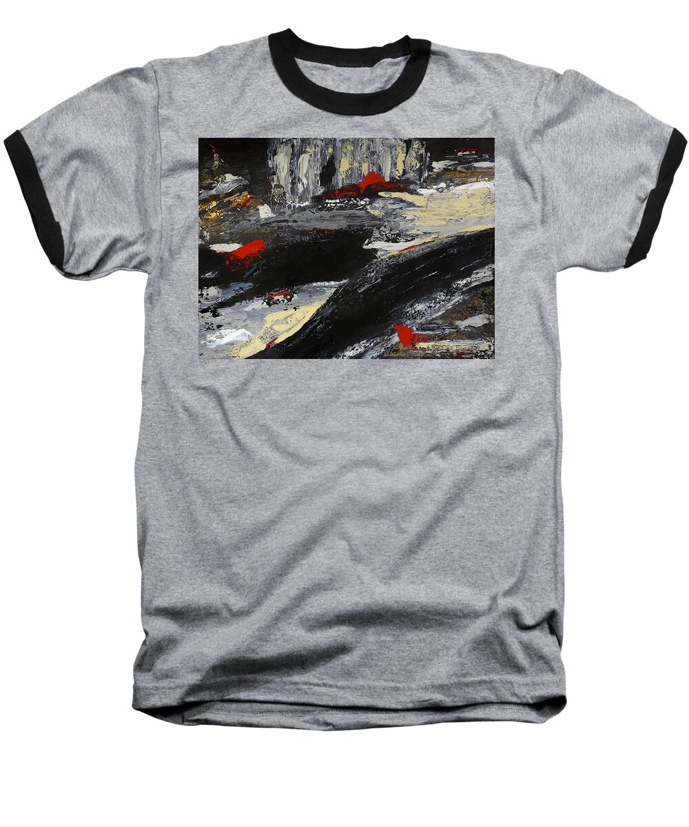Abstract Baseball T-Shirt featuring the painting Flume 2 by Dick Bourgault
