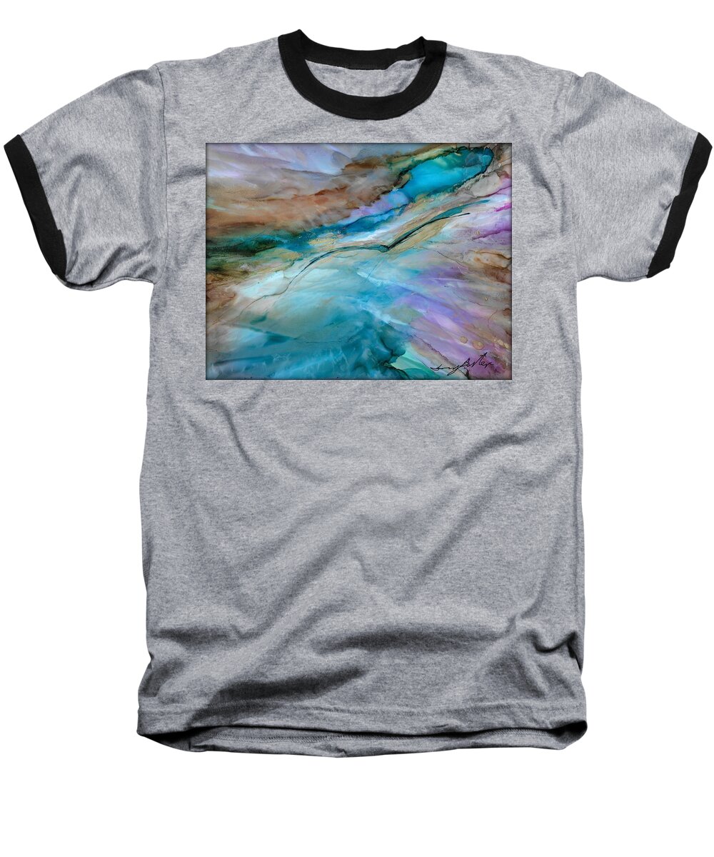 Dramatic Baseball T-Shirt featuring the painting Flying by Bonny Butler