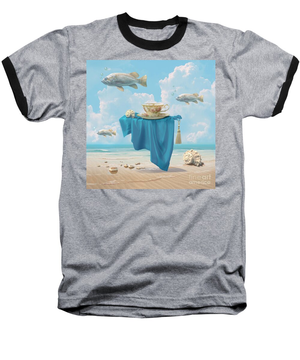 Fish Baseball T-Shirt featuring the digital art Flying fish by Alexa Szlavics