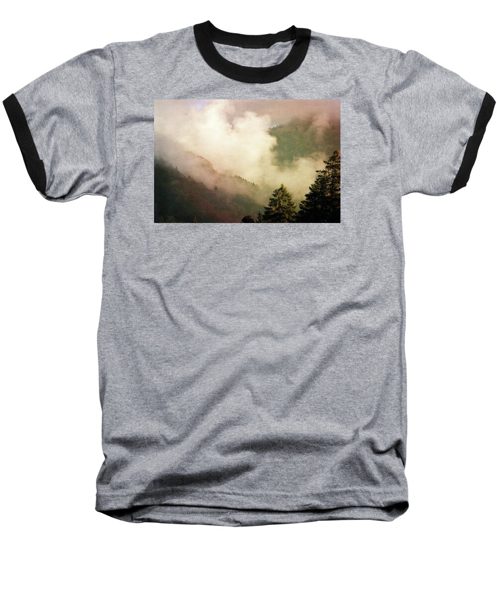 Autmn Baseball T-Shirt featuring the photograph Fog Competes With Sun by Augenwerk Susann Serfezi