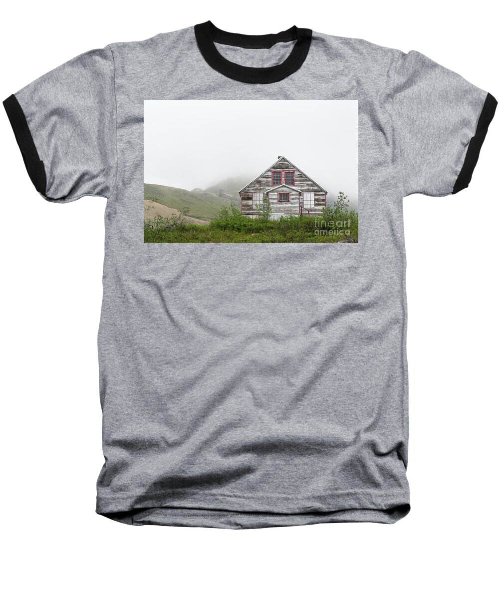 Red Baseball T-Shirt featuring the photograph Foggy and abandoned by Paul Quinn