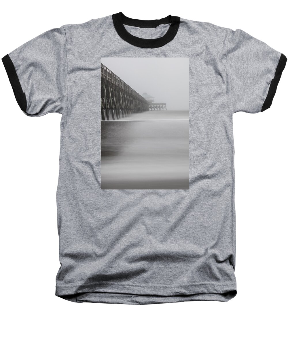 Charleston Baseball T-Shirt featuring the photograph Foggy Folly Beach Pier by John McGraw
