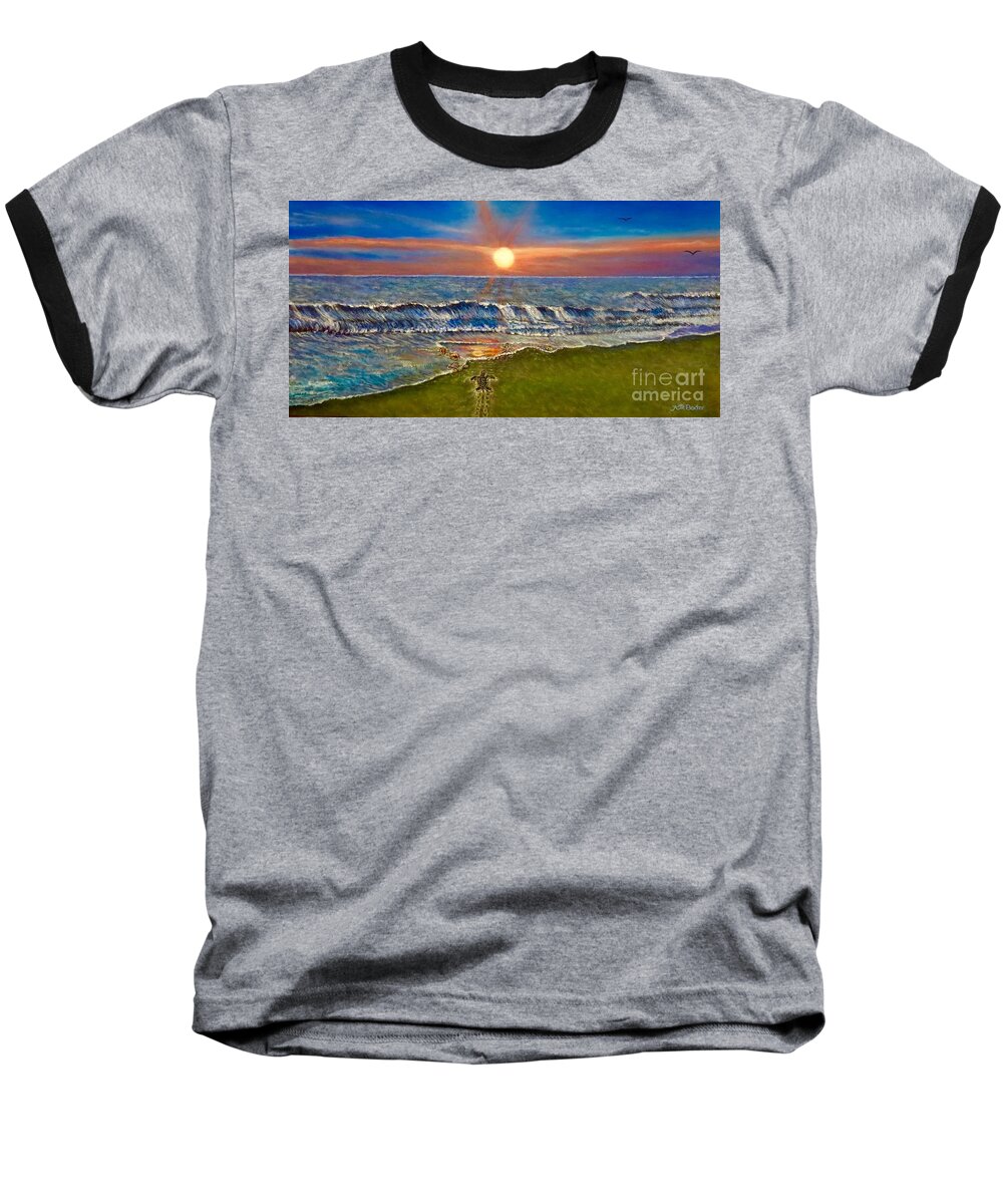 Mexico City Beach Baseball T-Shirt featuring the painting Follow the One True Light by Kimberlee Baxter