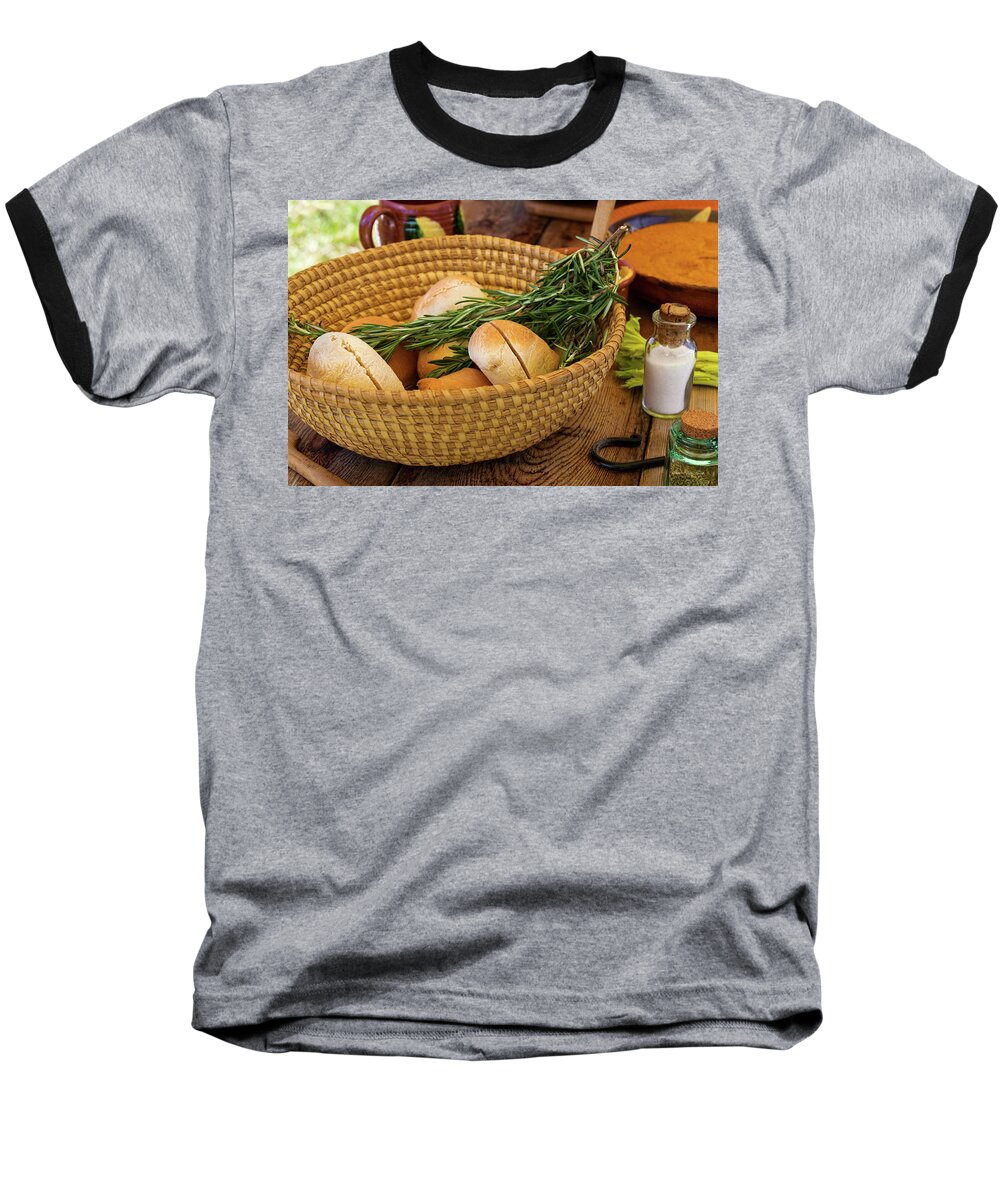 Chef Art Baseball T-Shirt featuring the photograph Food - Bread - Rolls and Rosemary by Mike Savad