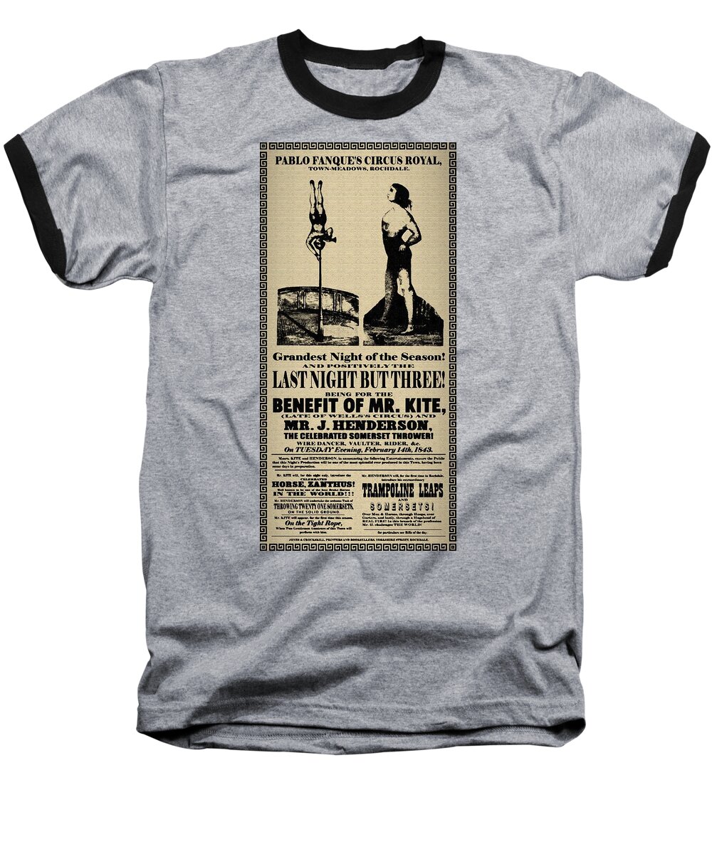 Beatles Baseball T-Shirt featuring the digital art For the Benefit of Mr Kite by Bill Cannon