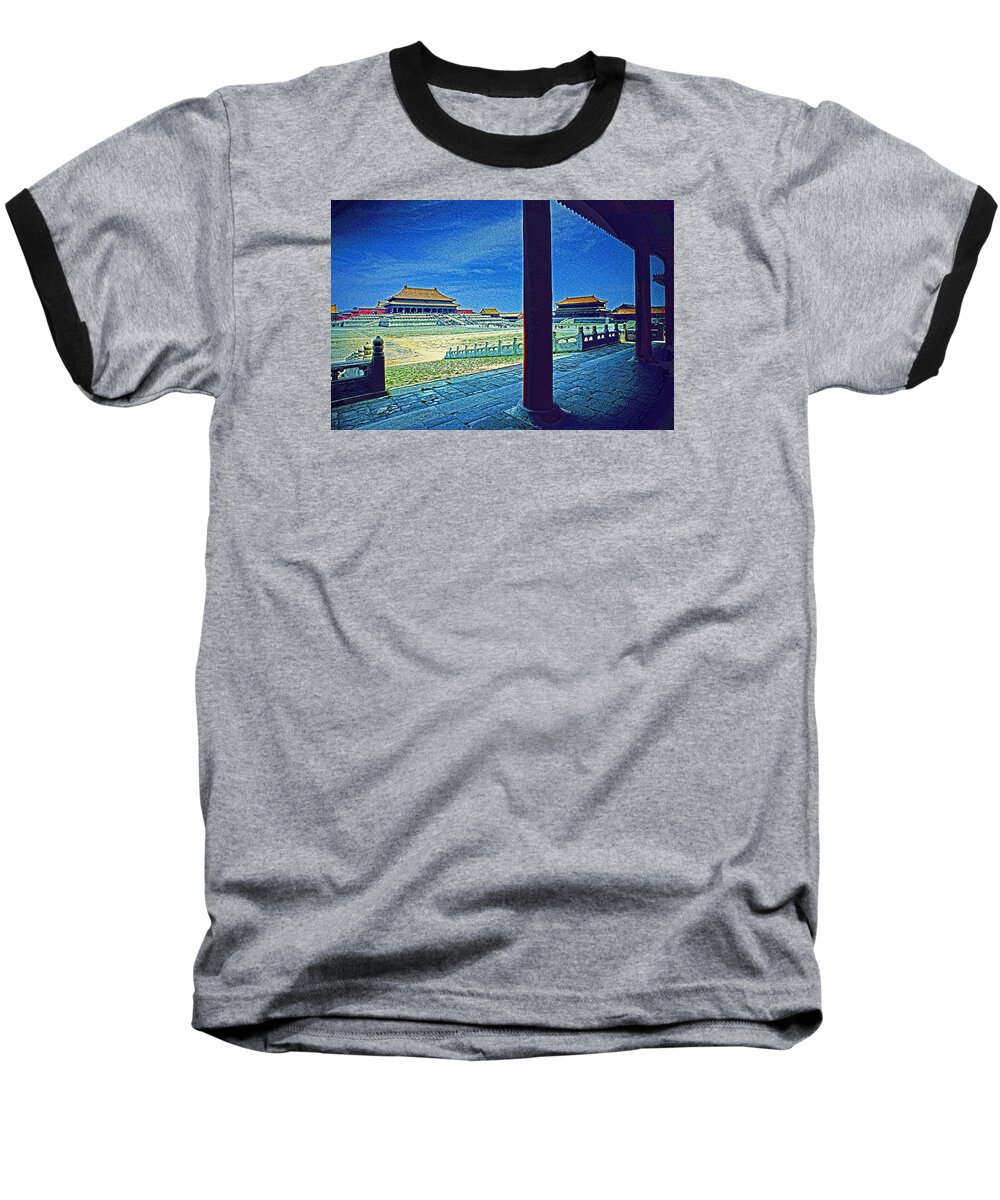 China Baseball T-Shirt featuring the photograph Forbidden City Porch by Dennis Cox