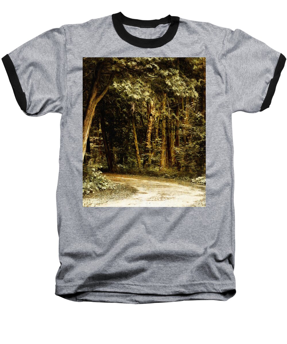 Forest Baseball T-Shirt featuring the digital art Forest Curve by JGracey Stinson