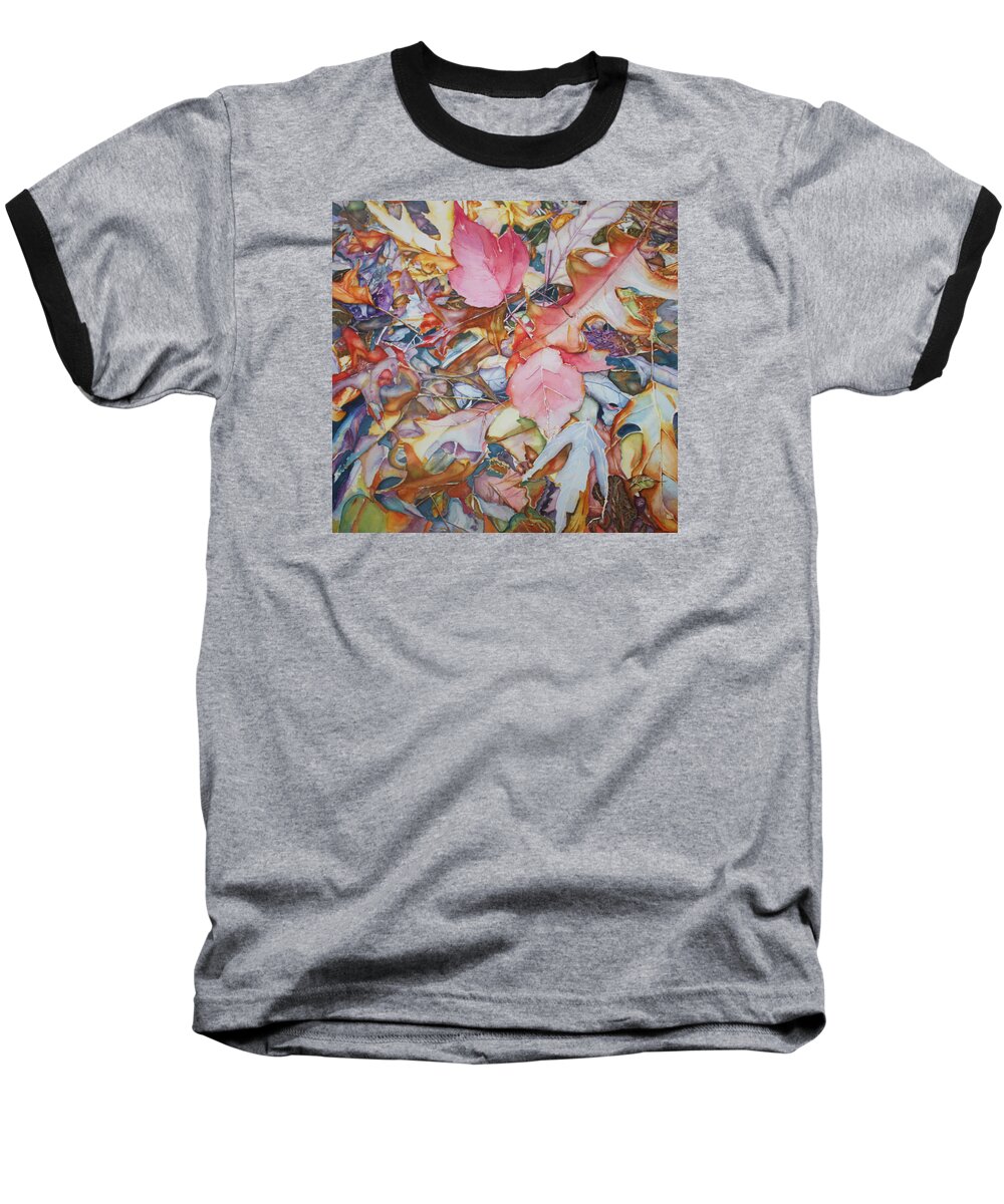 Leaves Baseball T-Shirt featuring the painting Forest Floor Tapestry by Christiane Kingsley