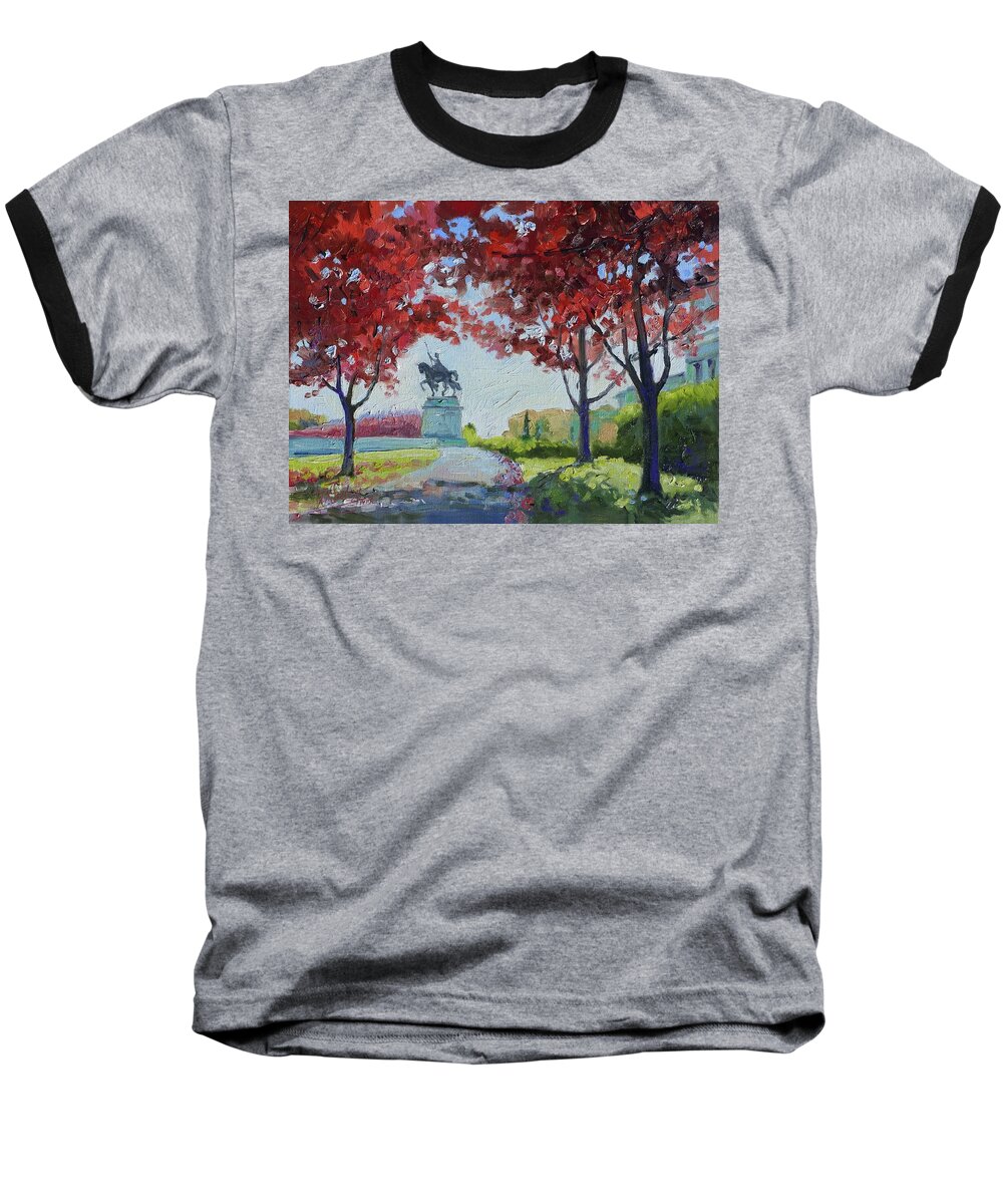 Saint Louis Baseball T-Shirt featuring the painting Forest Park Autumn Colors by Irek Szelag