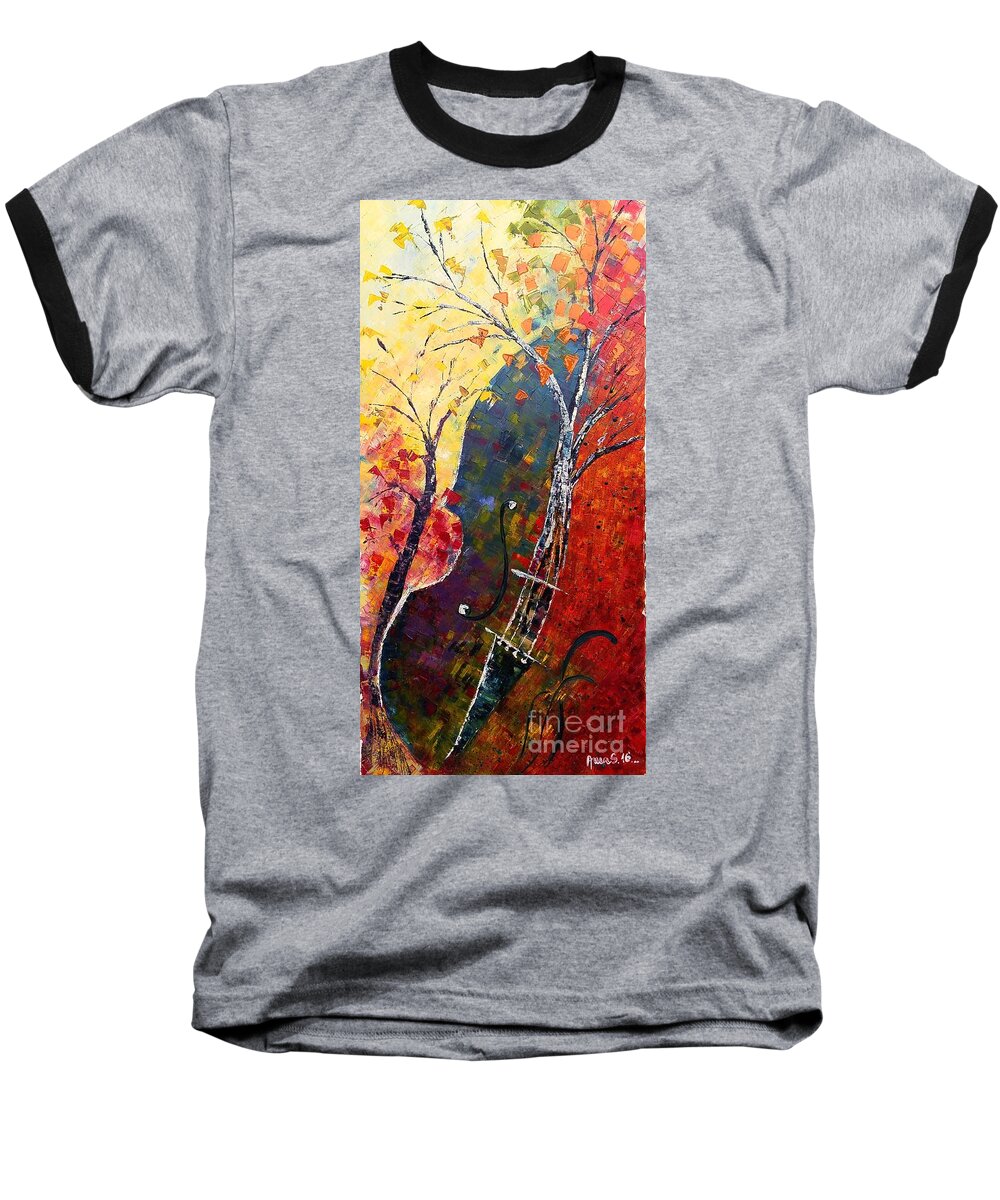 Symphony Baseball T-Shirt featuring the painting Forest Symphony by Amalia Suruceanu