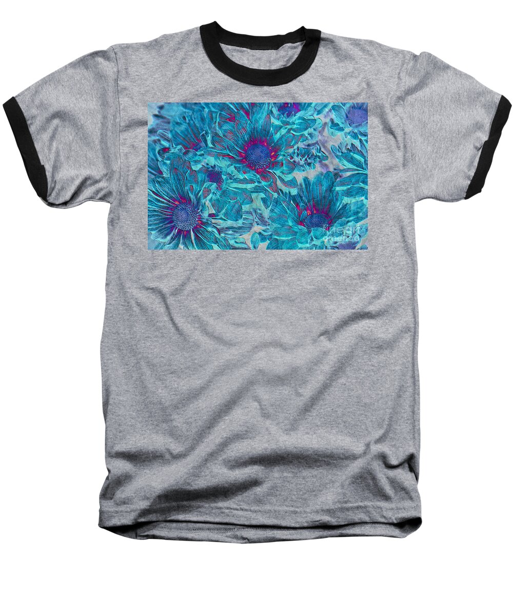 Daisies Baseball T-Shirt featuring the digital art Foulee de petales - a01t by Variance Collections