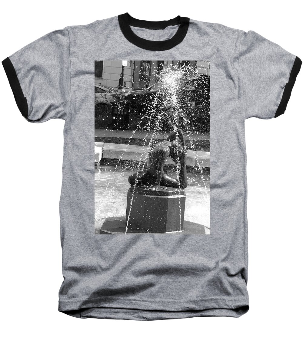 Fountain Baseball T-Shirt featuring the photograph Fountain in Peabody Conservatory Garden, Baltimore by Kenlynn Schroeder