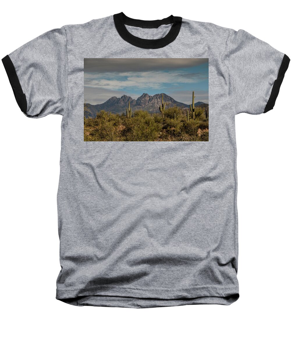 Mountains Baseball T-Shirt featuring the photograph Four Peaks by Teresa Wilson