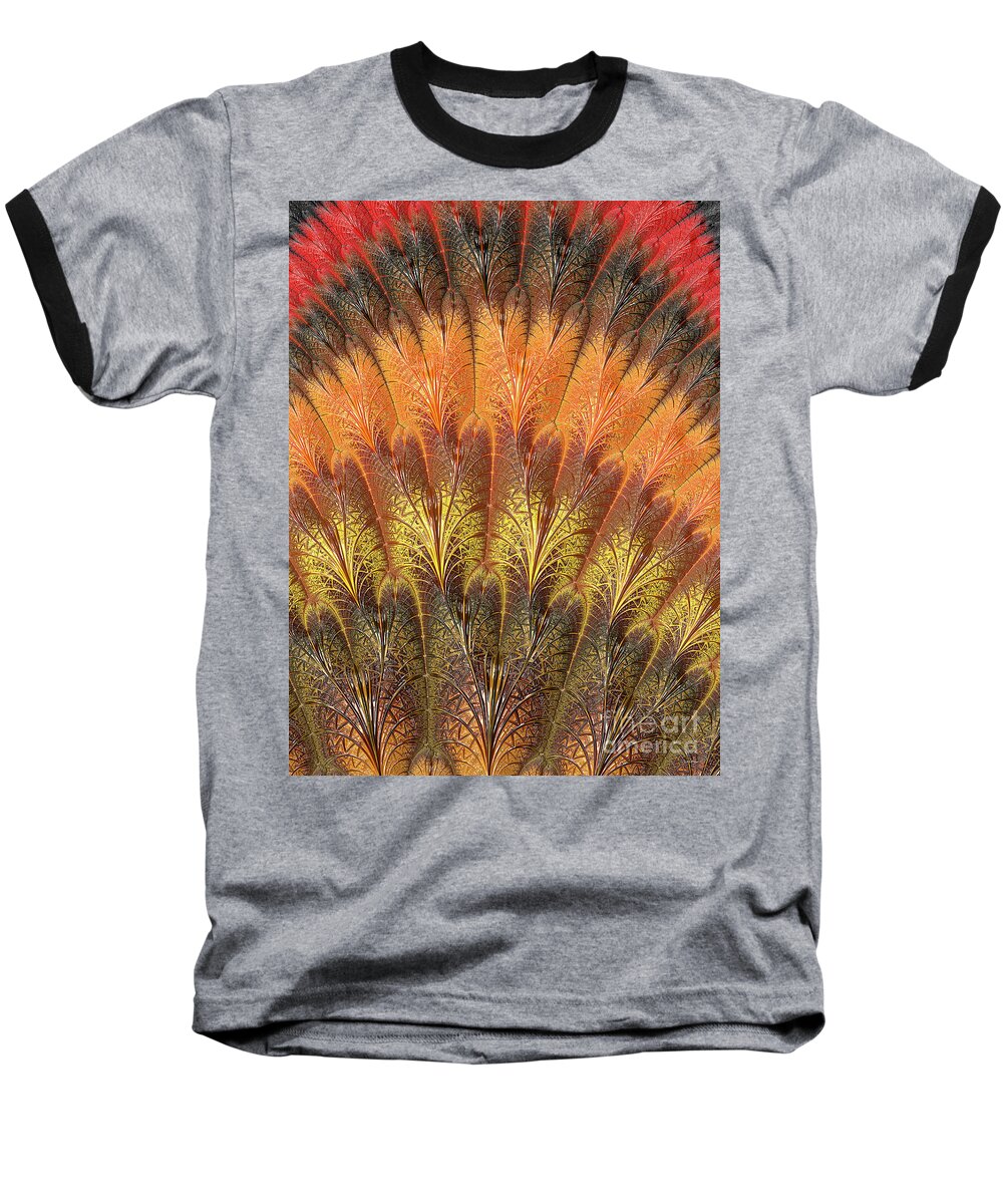  Baseball T-Shirt featuring the mixed media Fractalized Feather Fan by Barbara Milton
