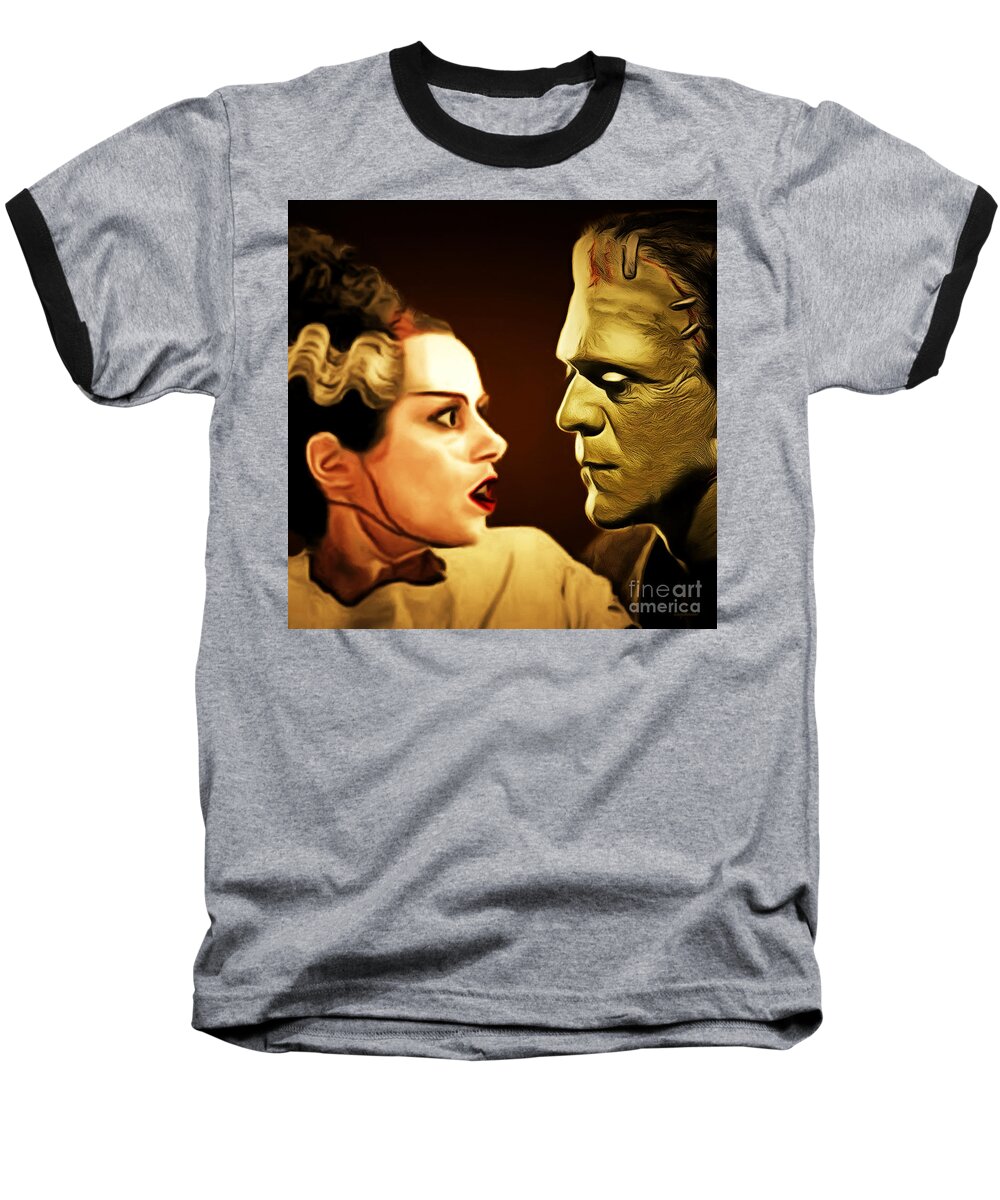 Wingsdomain Baseball T-Shirt featuring the photograph Frankenstein and The Bride I Have Love In Me The Likes Of Which You Can Scarcely Imagine 20170407 sq by Wingsdomain Art and Photography