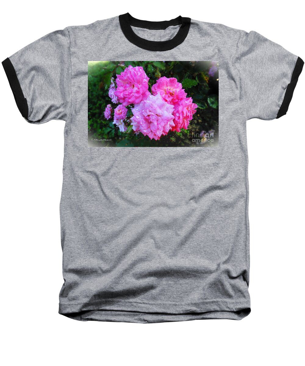 Photographmixed Media Baseball T-Shirt featuring the mixed media Frank's Roses by MaryLee Parker