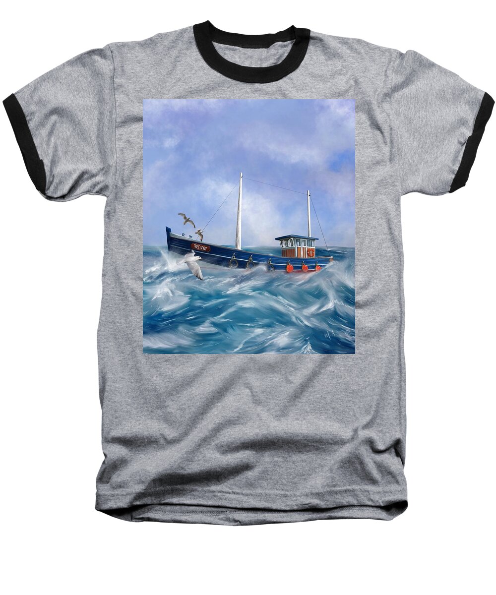 “fishing Boat Free Spirit” Baseball T-Shirt featuring the digital art Free Spirit by Mark Taylor