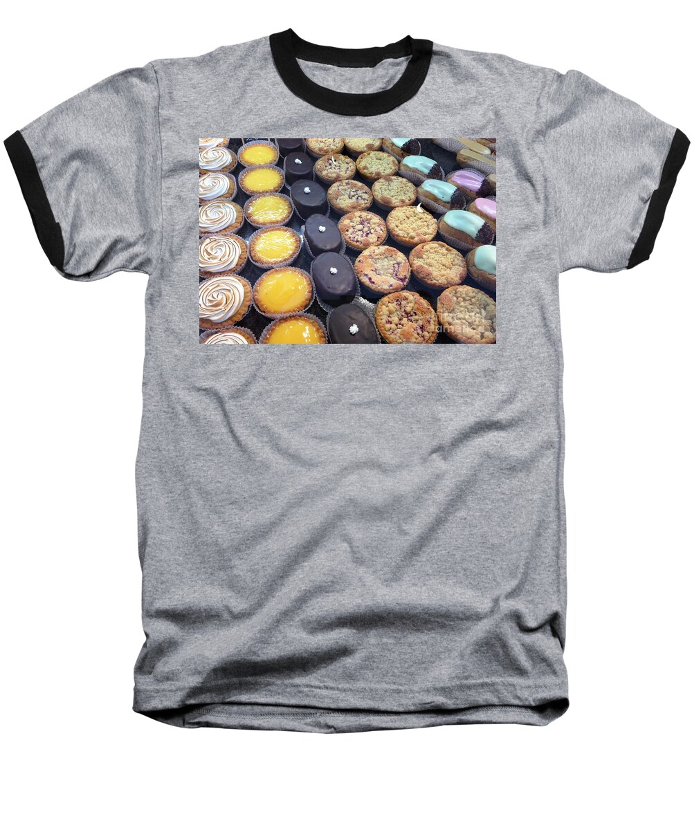 Tarts Baseball T-Shirt featuring the photograph French Tarts by Therese Alcorn