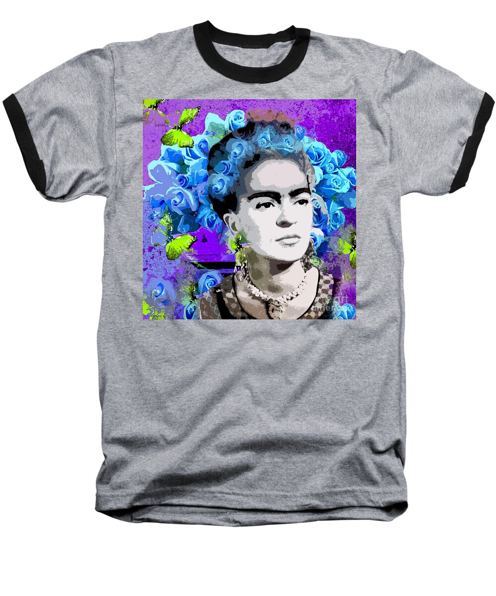 Frida Kahlo Baseball T-Shirt featuring the painting Frida Kahlo by Saundra Myles
