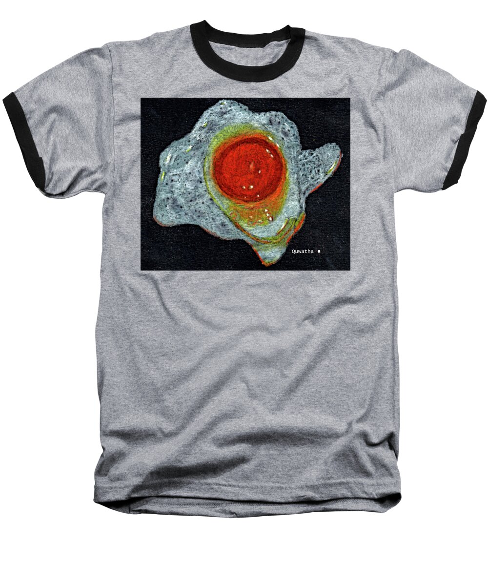 Egg Baseball T-Shirt featuring the drawing Fried Egg by Quwatha Valentine